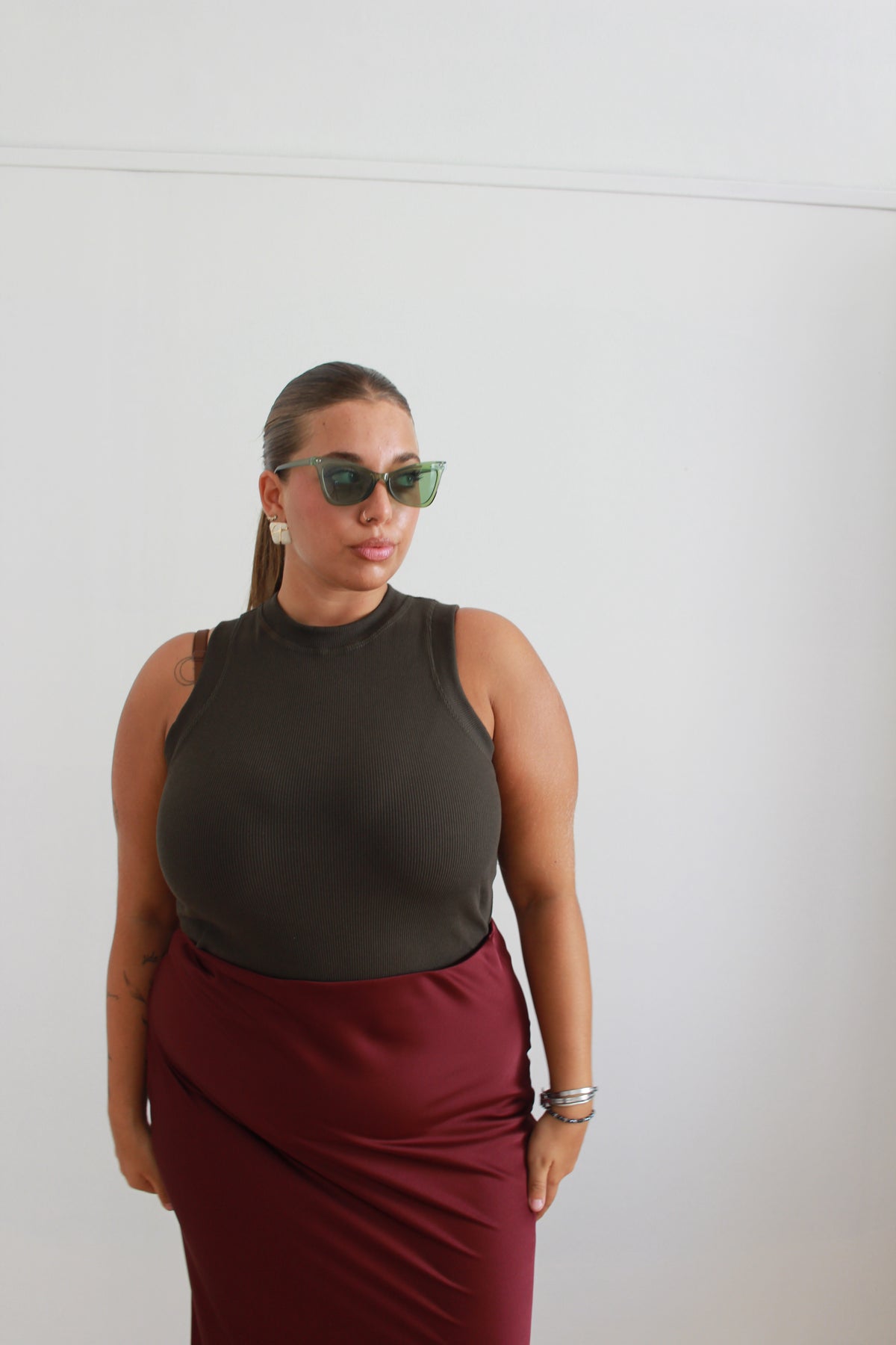 Crop top costine verde