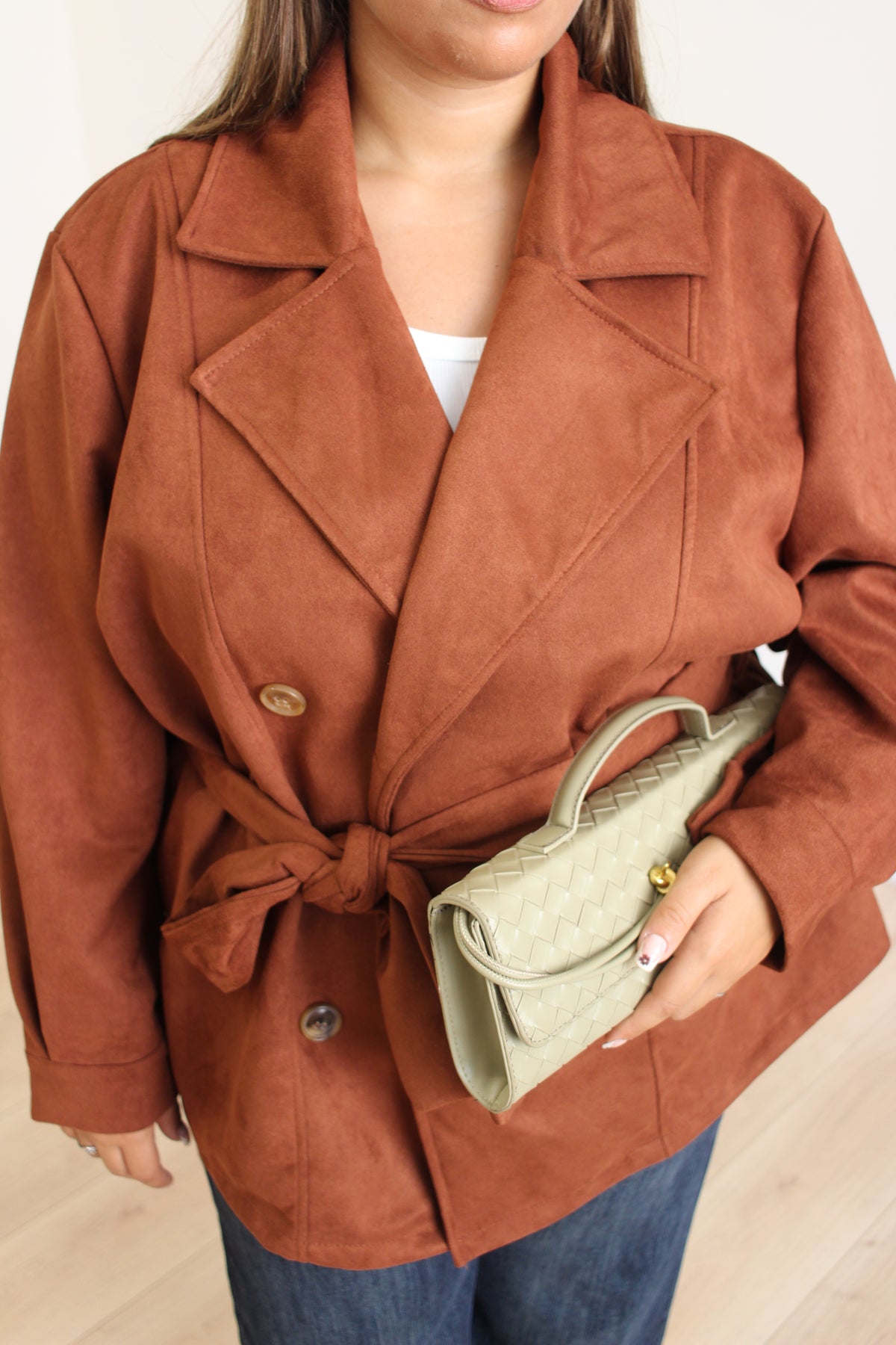 Giacca in suede cognac