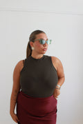 Crop top costine verde