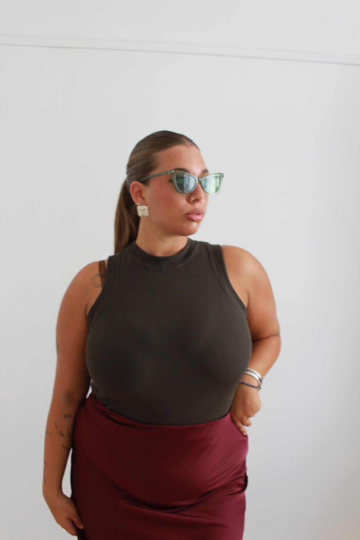 Crop top costine verde