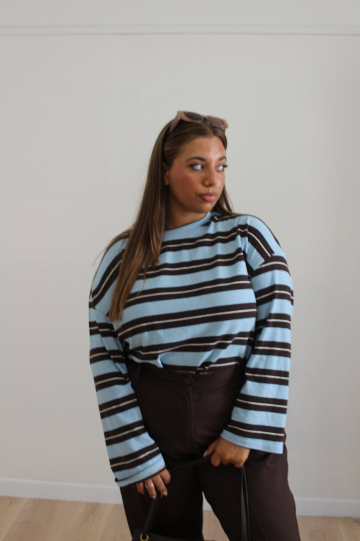 Maglia Katy azzurra e marrone