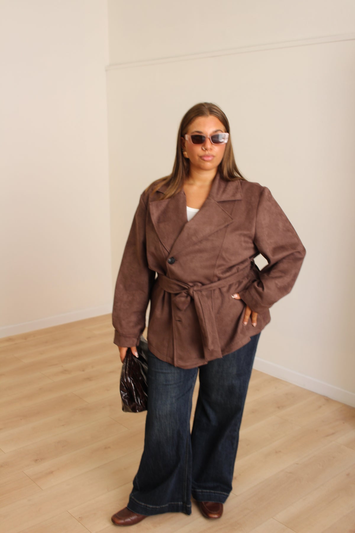 Giacca in suede nocciola